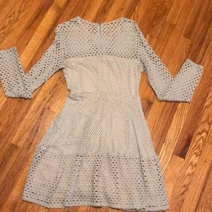BCBG Light Gray laser cut lace dress